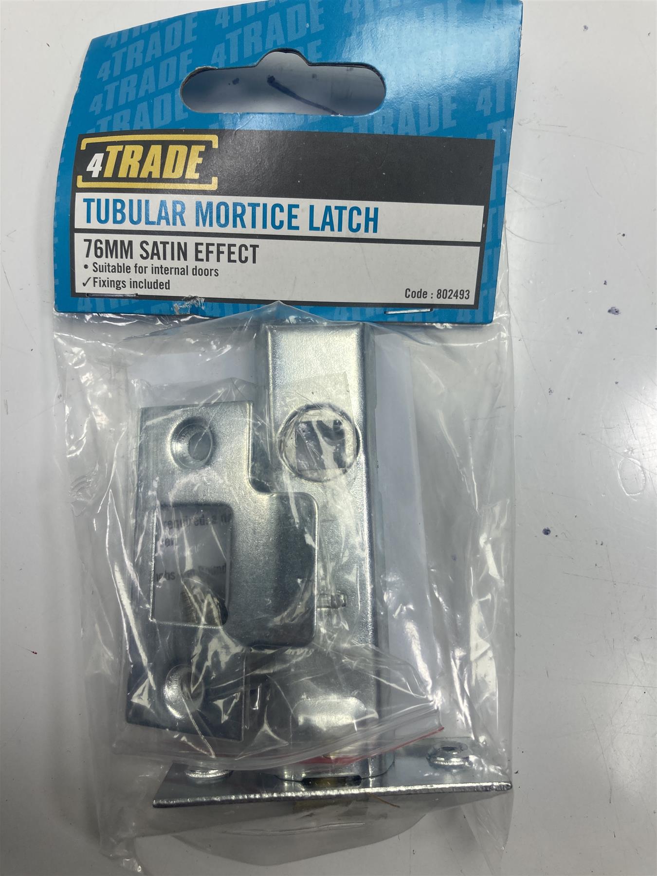 4TRADE TUBULAR MORTICE LATCH 76MM STIN EFFECT