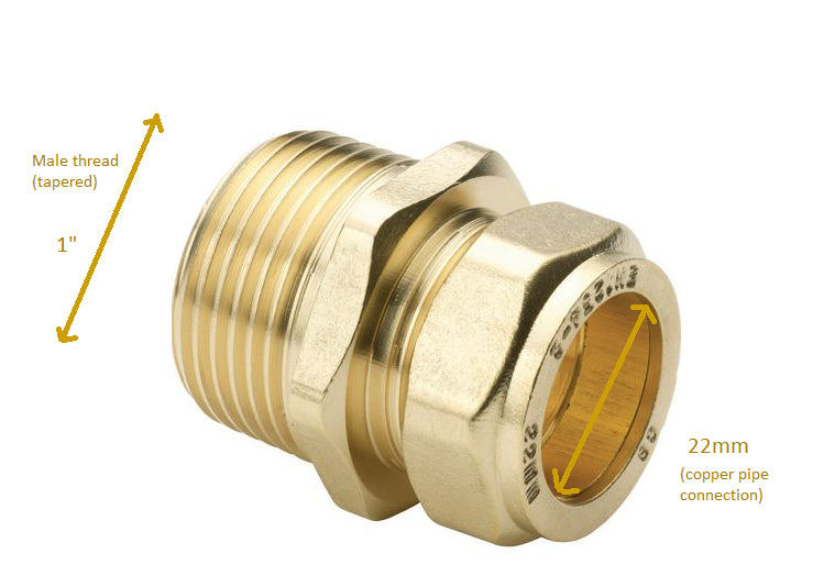 Brass BSP 22mm x1" Compression Straight Coupler Male EN1254-2 CB (each)