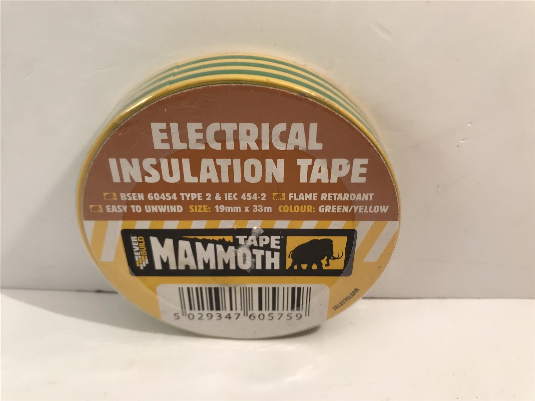 Mammoth Green/Yellow Electrical Insulation Tape 19mm x 33m 2ELECYELGRN