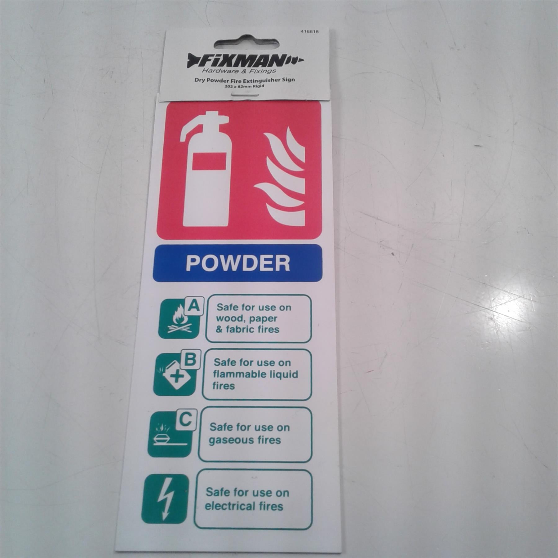 Dry Powder Fire Extinguisher Sign 202 x 82mm Rigid