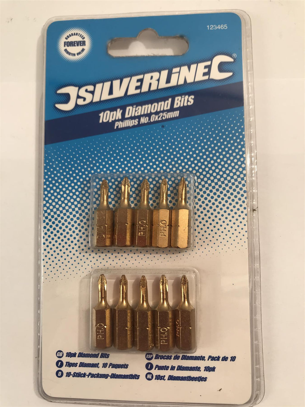 Silverline 123465 Phillips Diamond Screwdriver Bits No.0 x25mm - Pack of 10