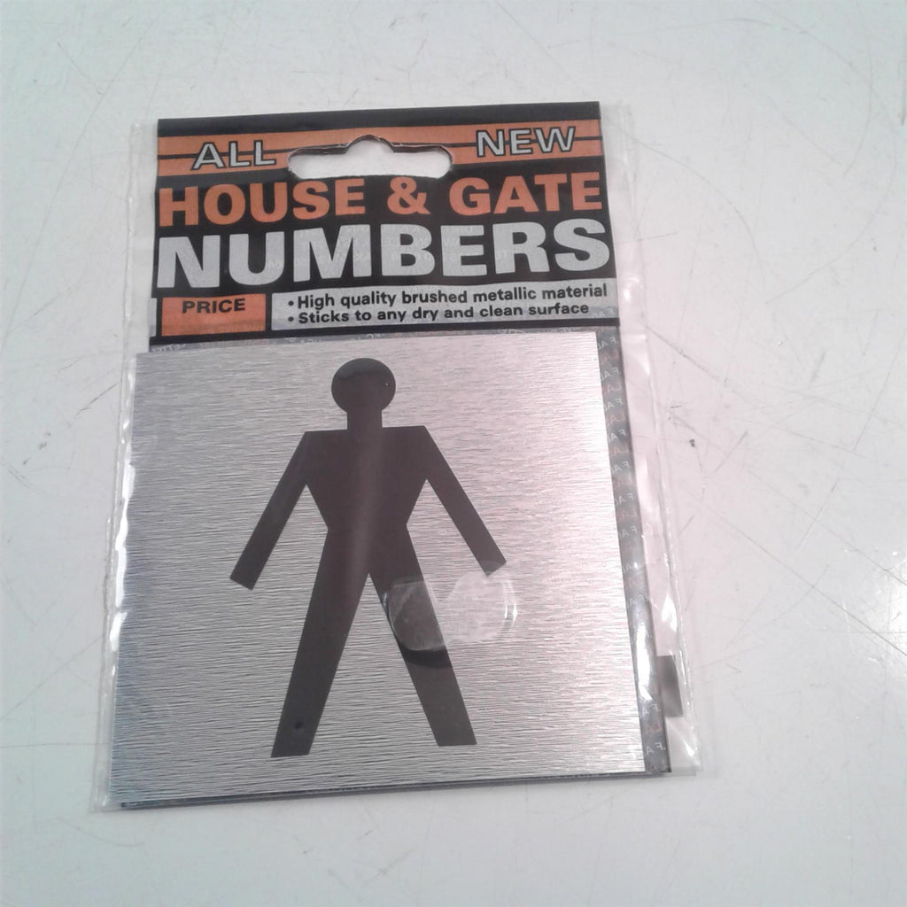 Male Facilities Door Sign - Brushed Metallic Adhesive