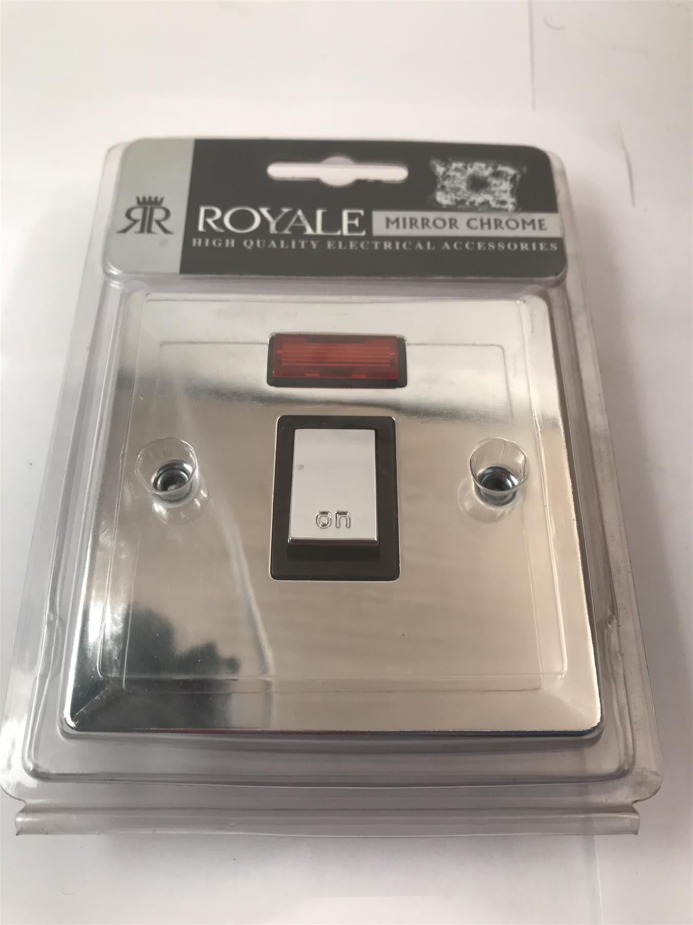 Royale 20A DP Switch & Neon Flat Plate Polished Chrome  YSCP17