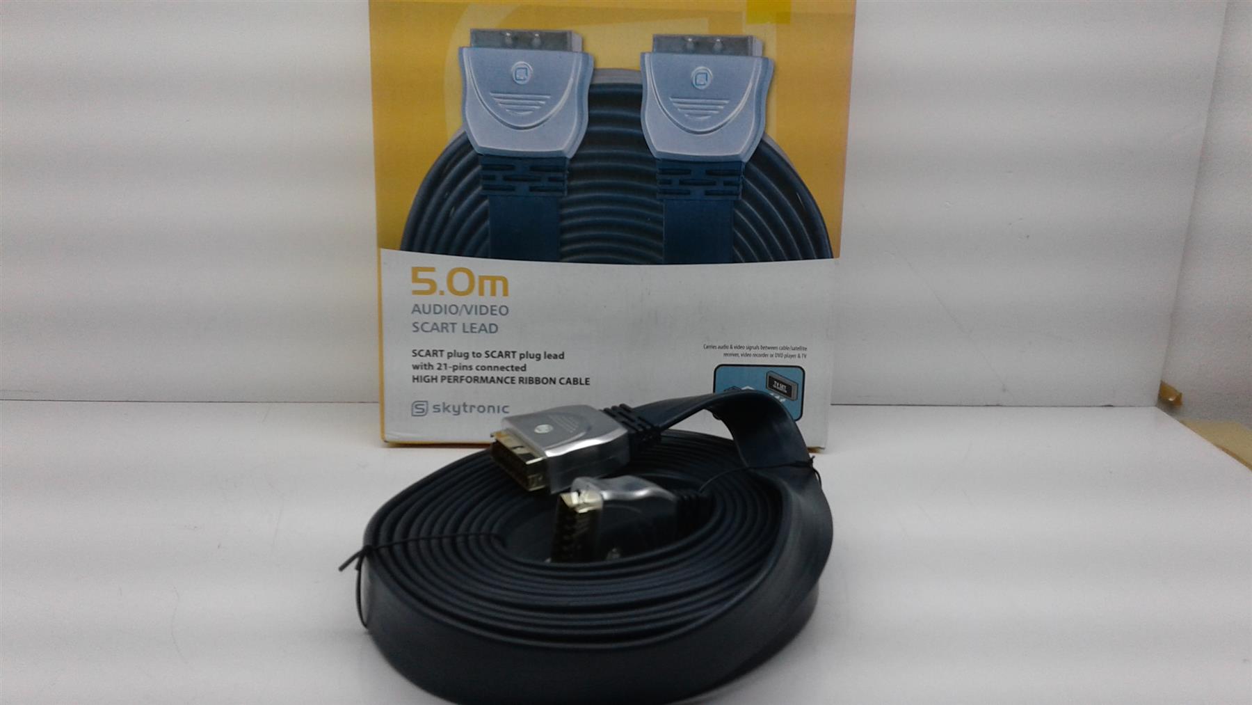 Skytronic 5.0m Audio/video gold connector scart lead 21 pins