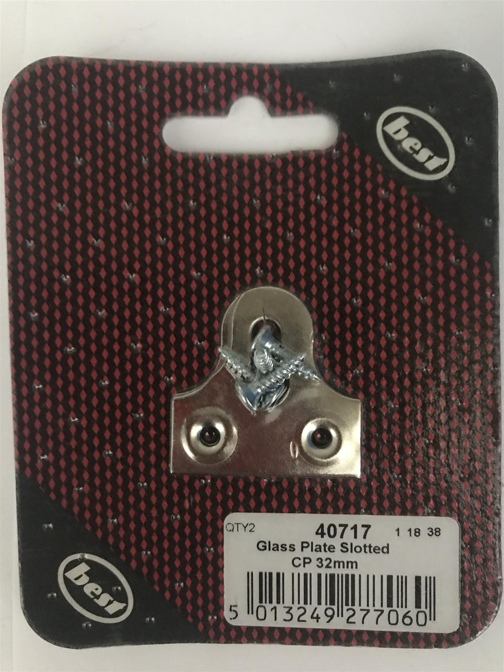 Best 32mm Glass Hanging Plate Slotted Chrome Plated (2 Pk) 40717