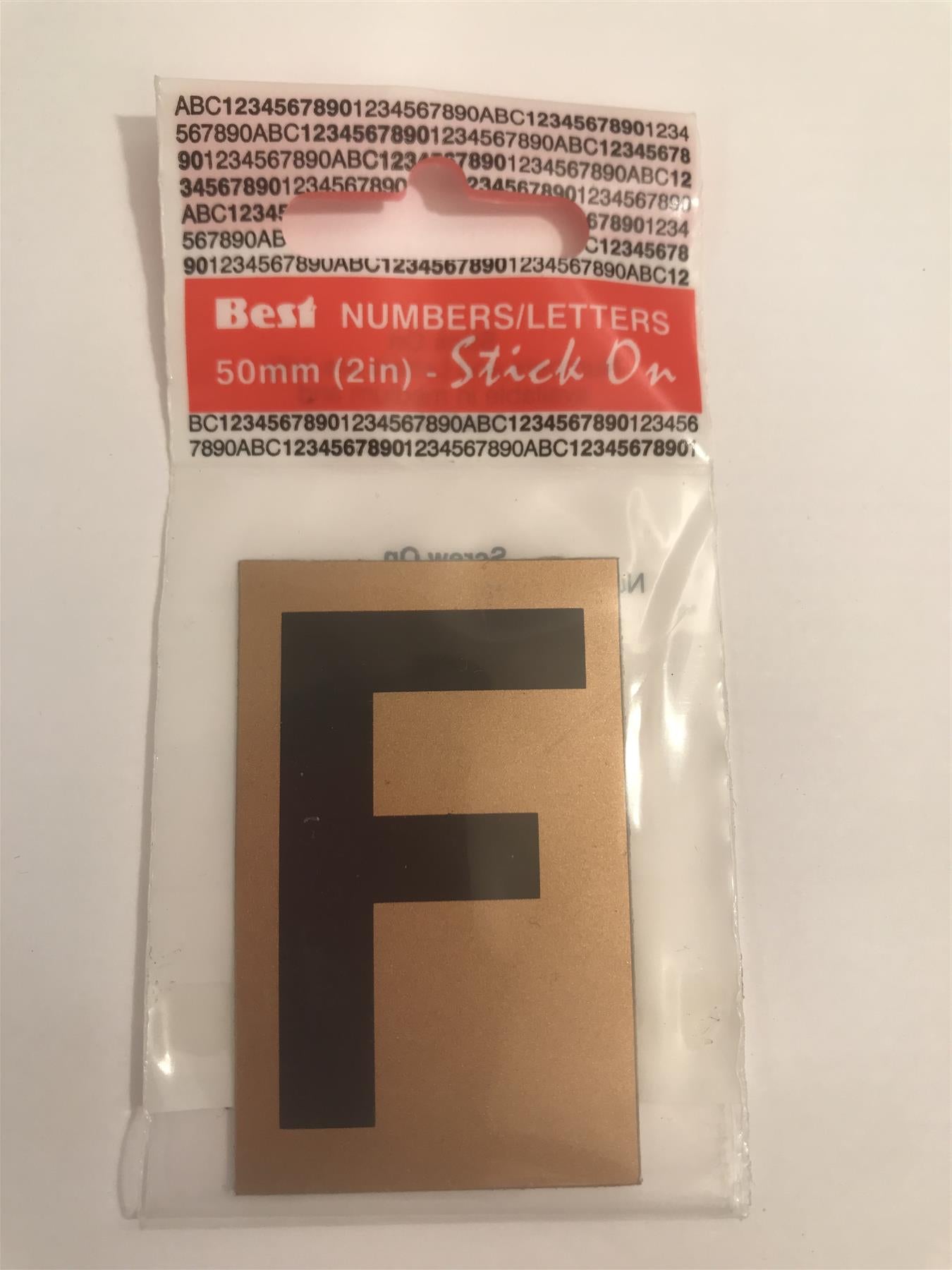 Best Gold/Black Letter F Self Adhesive 1" x 2"