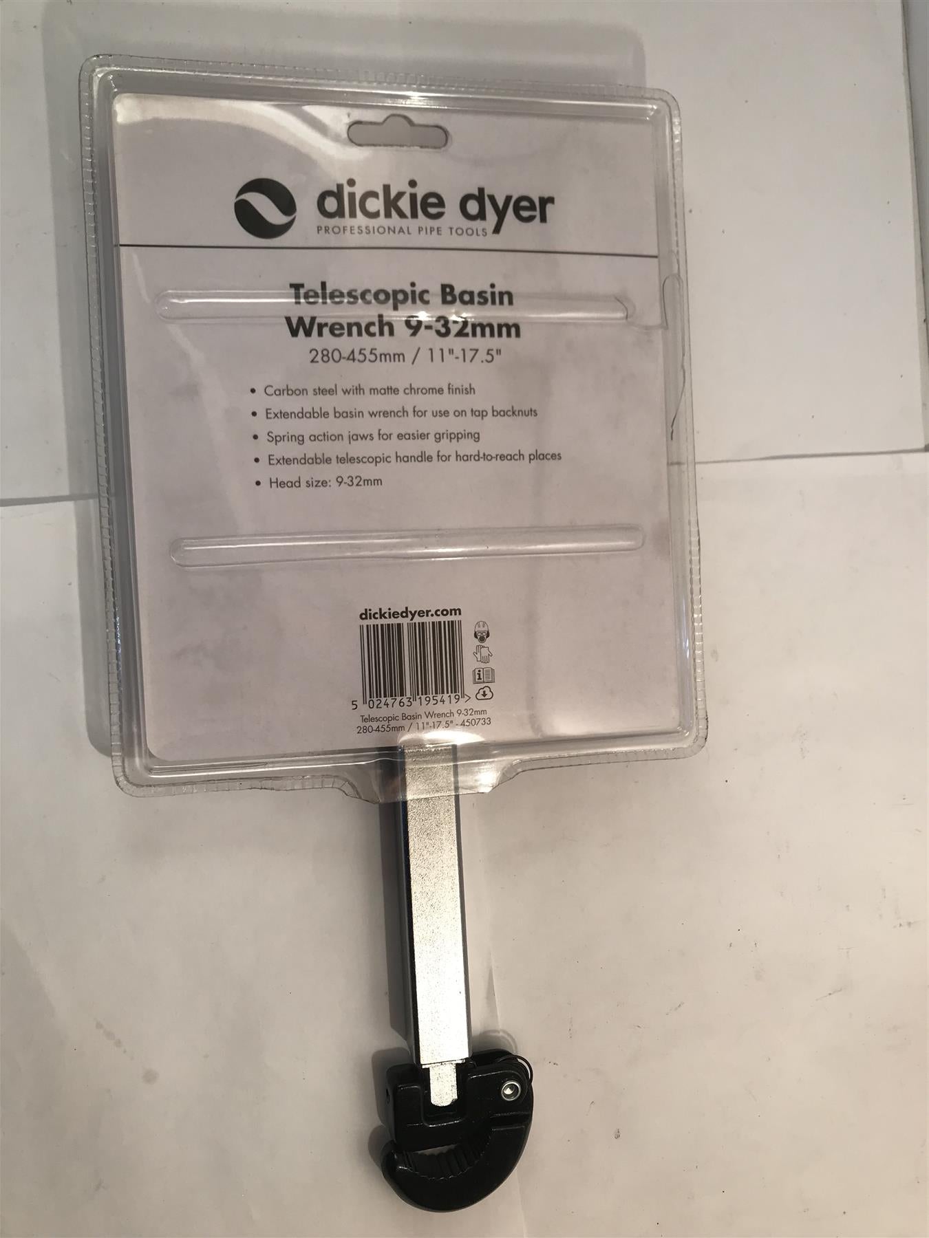 Dickie Dyer Telescopic Basin Wrench 9-32mm  280-455mm / 11"-17.5"  450733