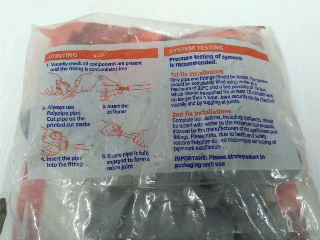 New PolyPlumb 22mm X 15mm X 15mm Branch & One End Reduced Tee Grey Pack Of 5