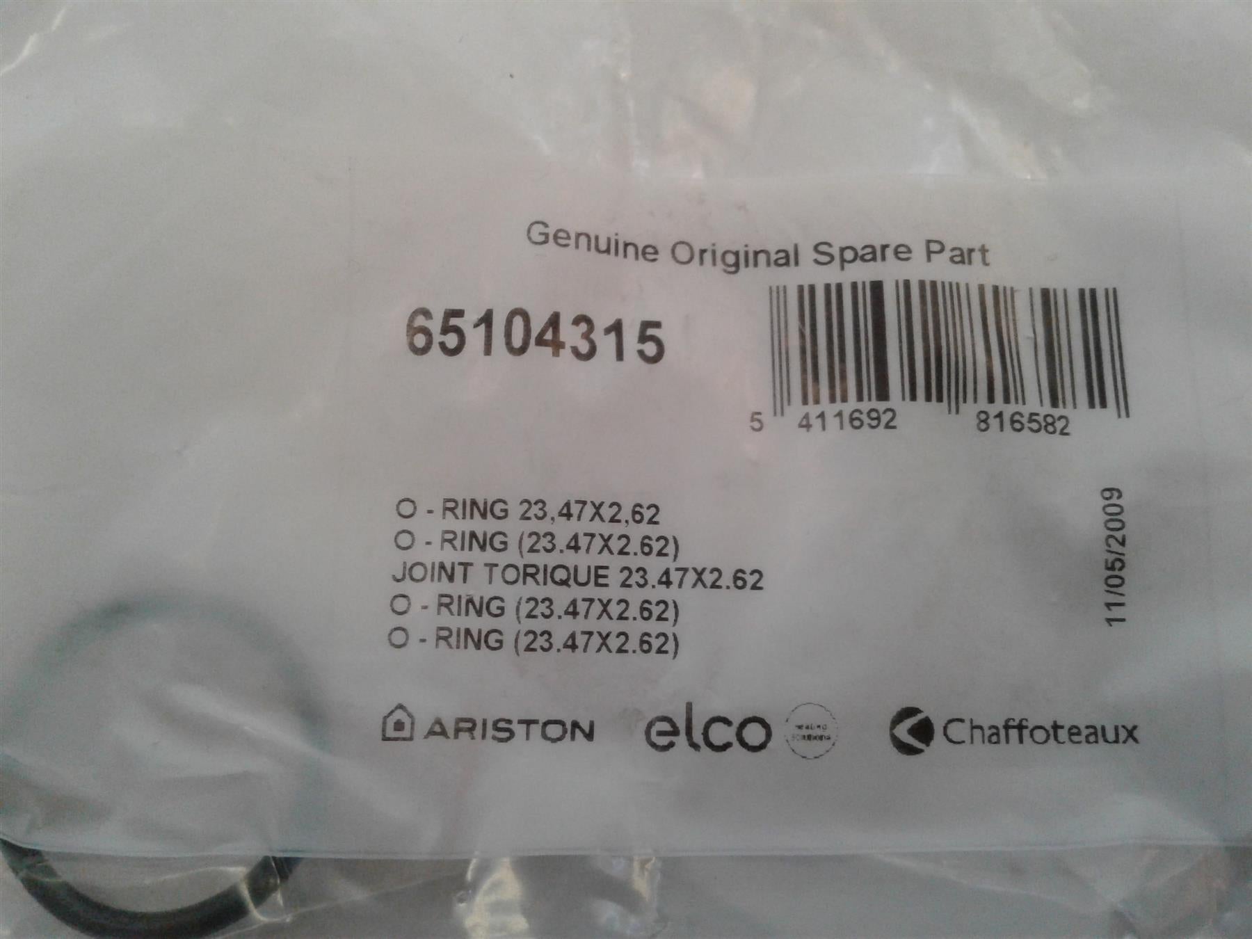 NEW ARISTON O RING JOINT TORQUE 65104315 23.47X2.62mm