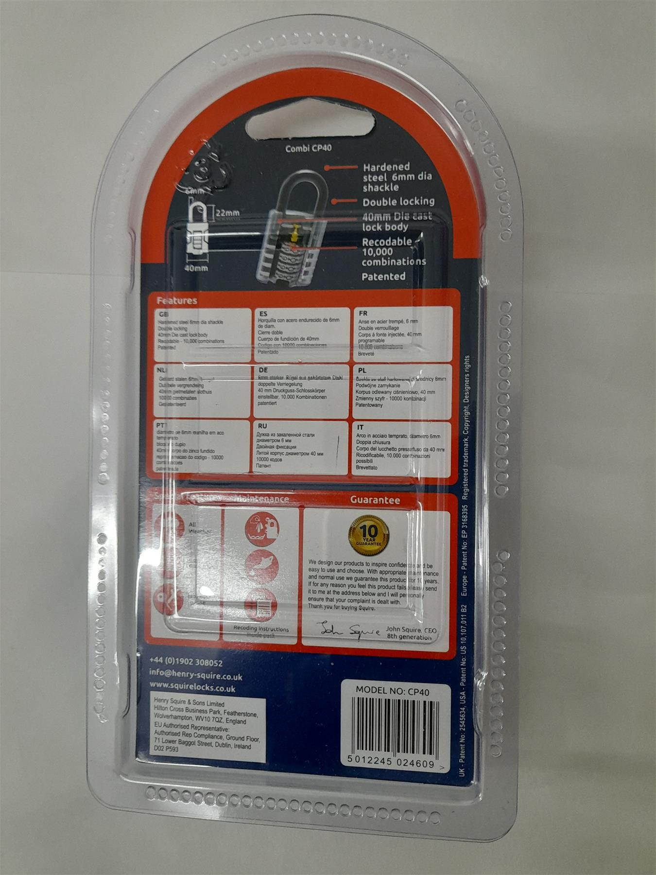 Squire CP40 Heavy Duty 4 Four Digit Security Combination Padlock Lock 40mm