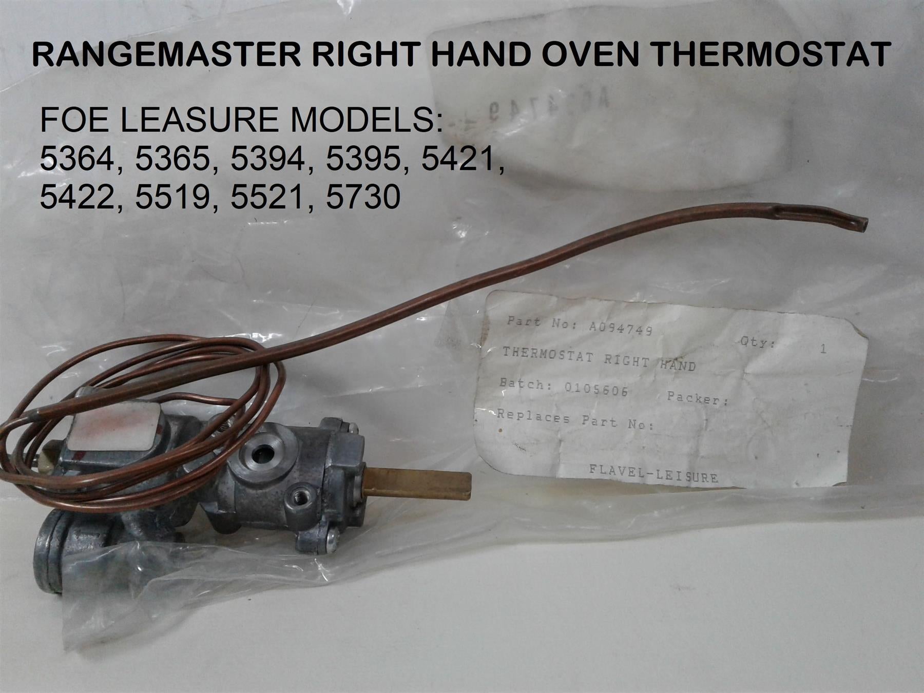 NEW Leisure Rangemaster GAS Oven Right Hand Thermostat Genuine A094749