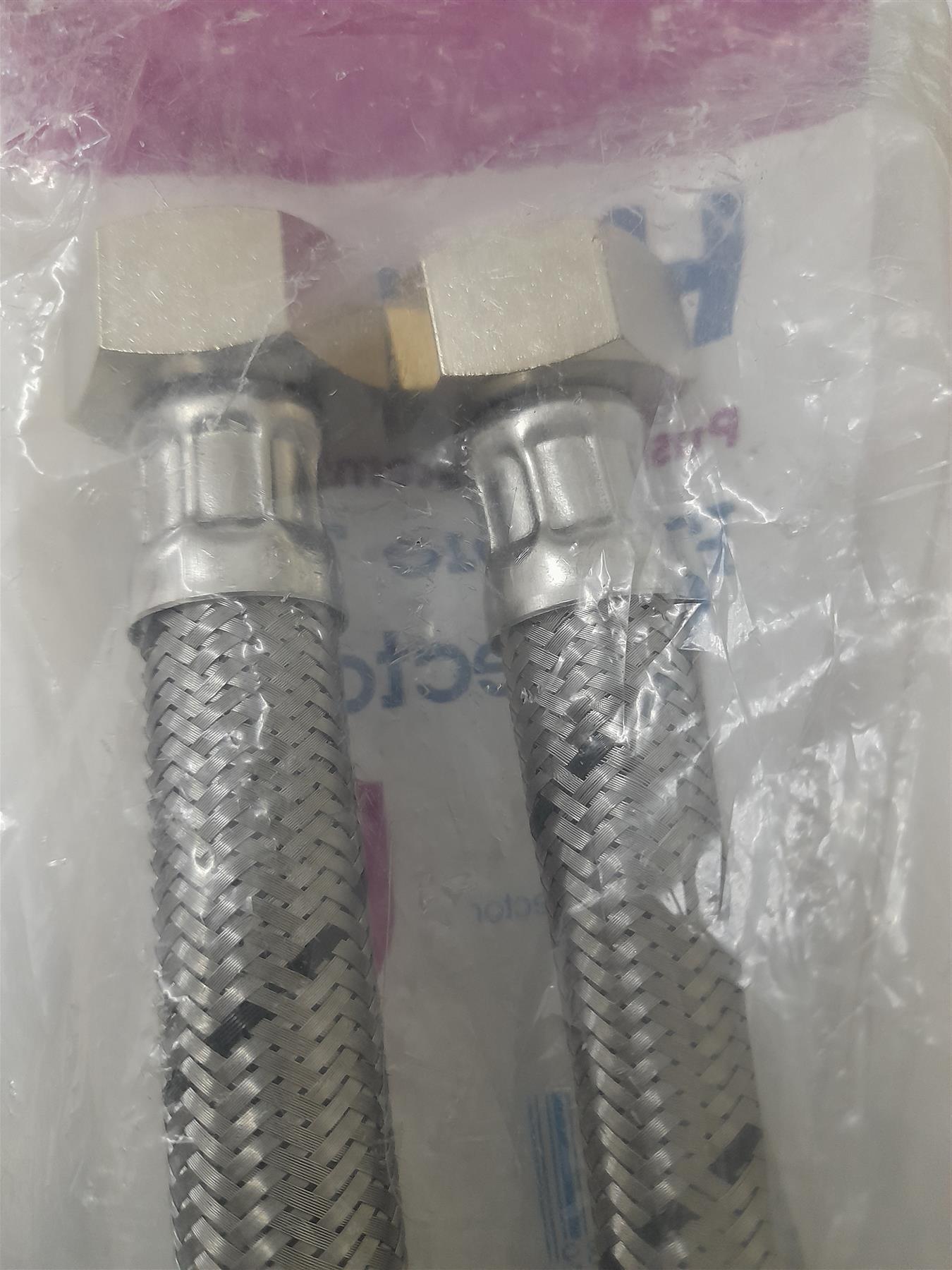 Hep2O HD225B/22W Flexible Tap Connectors Silver 22mm x ¾ 2 Pack