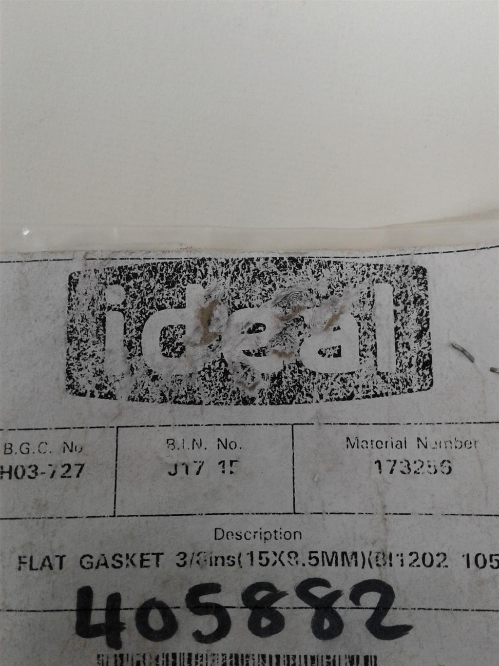 NEW IDEAL MINI BOILER FLAT GASKET 3/8INS (15X8.5mm) (BI1202 105) 173256