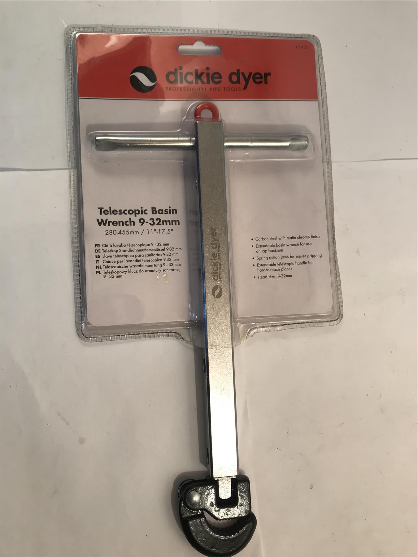 Dickie Dyer Telescopic Basin Wrench 9-32mm  280-455mm / 11"-17.5"  450733