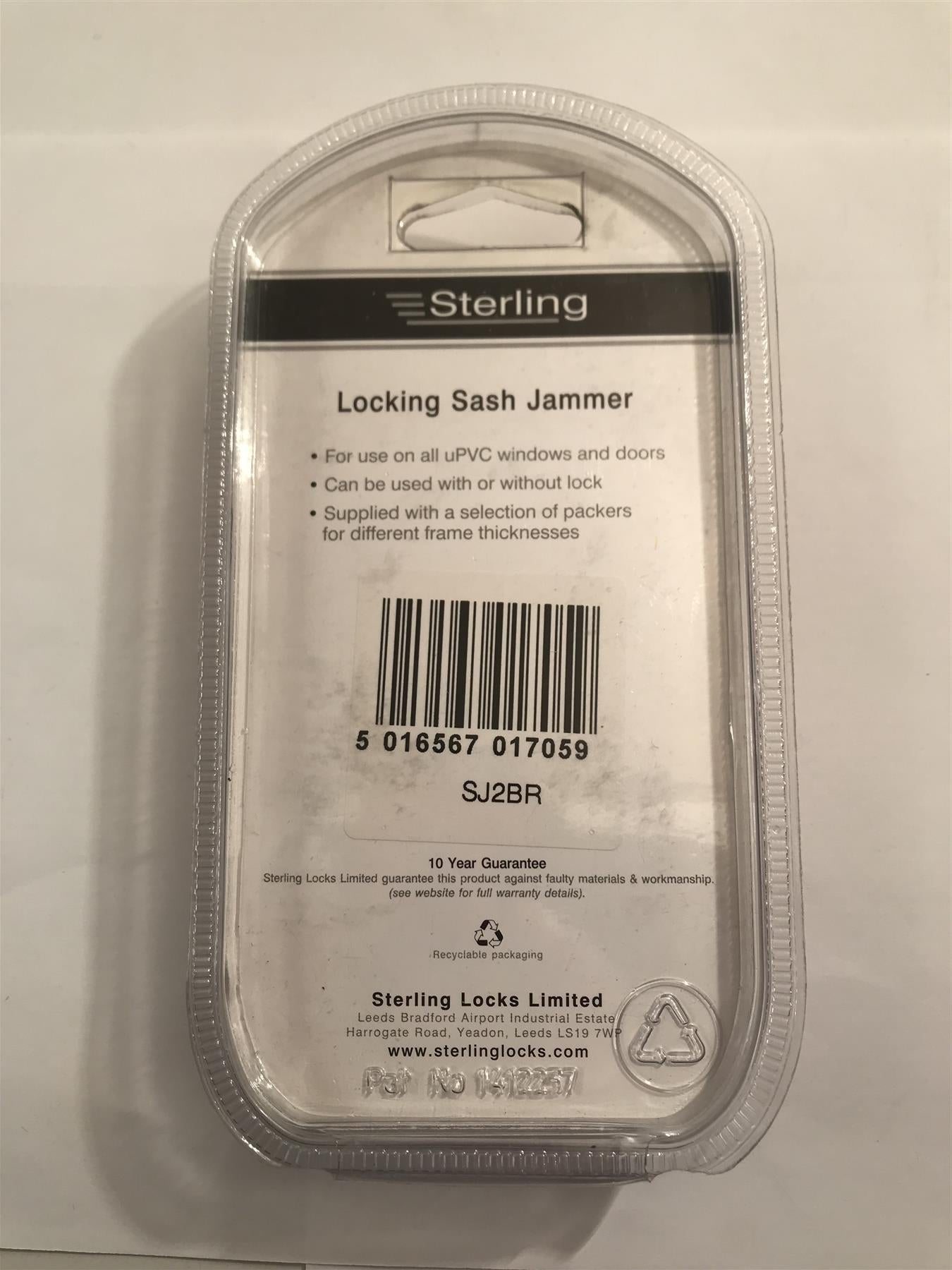 Sterling Black Locking Sash Jammer for uPVC Windows and Doors  SJ2BR