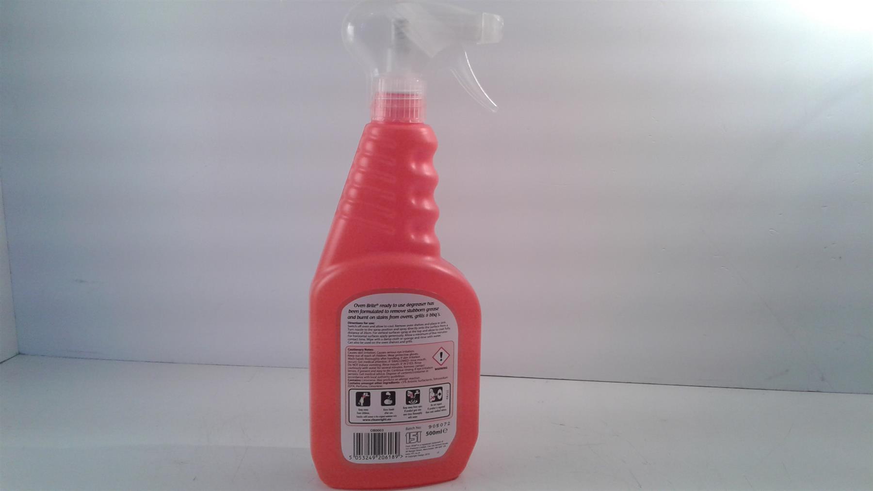 Oven Brite Degreaser Removes Grease For Ovens Grills BBQs Easy To Clean - 500ml