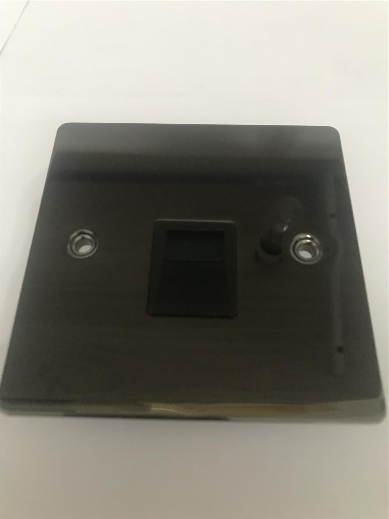 Royale Flat Plate Telephone Master Socket Black Nickel Black Insert
