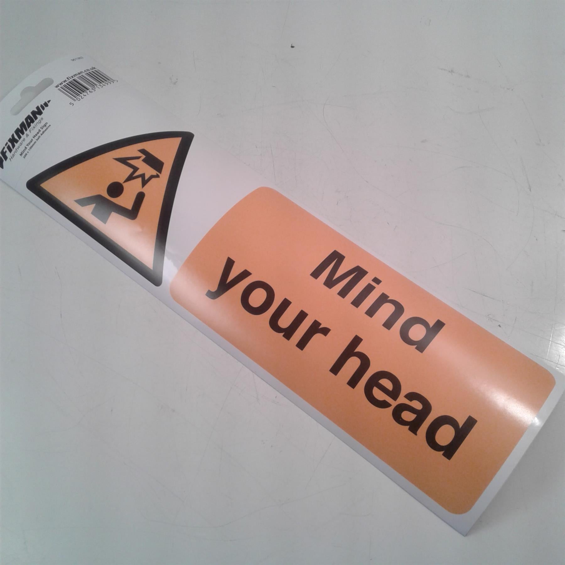Fixman Mind Your Head Sign Self-Adhesive 300 x 100mm 961363