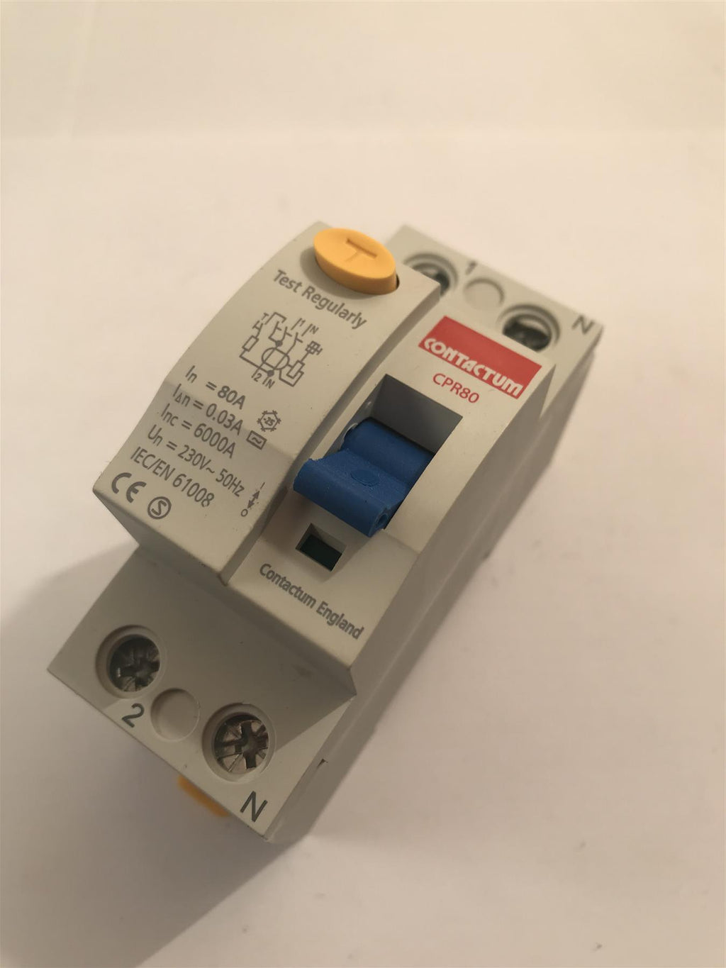 Contactum 80 Amp 30mA Double Pole Circuit Breaker  CPR80