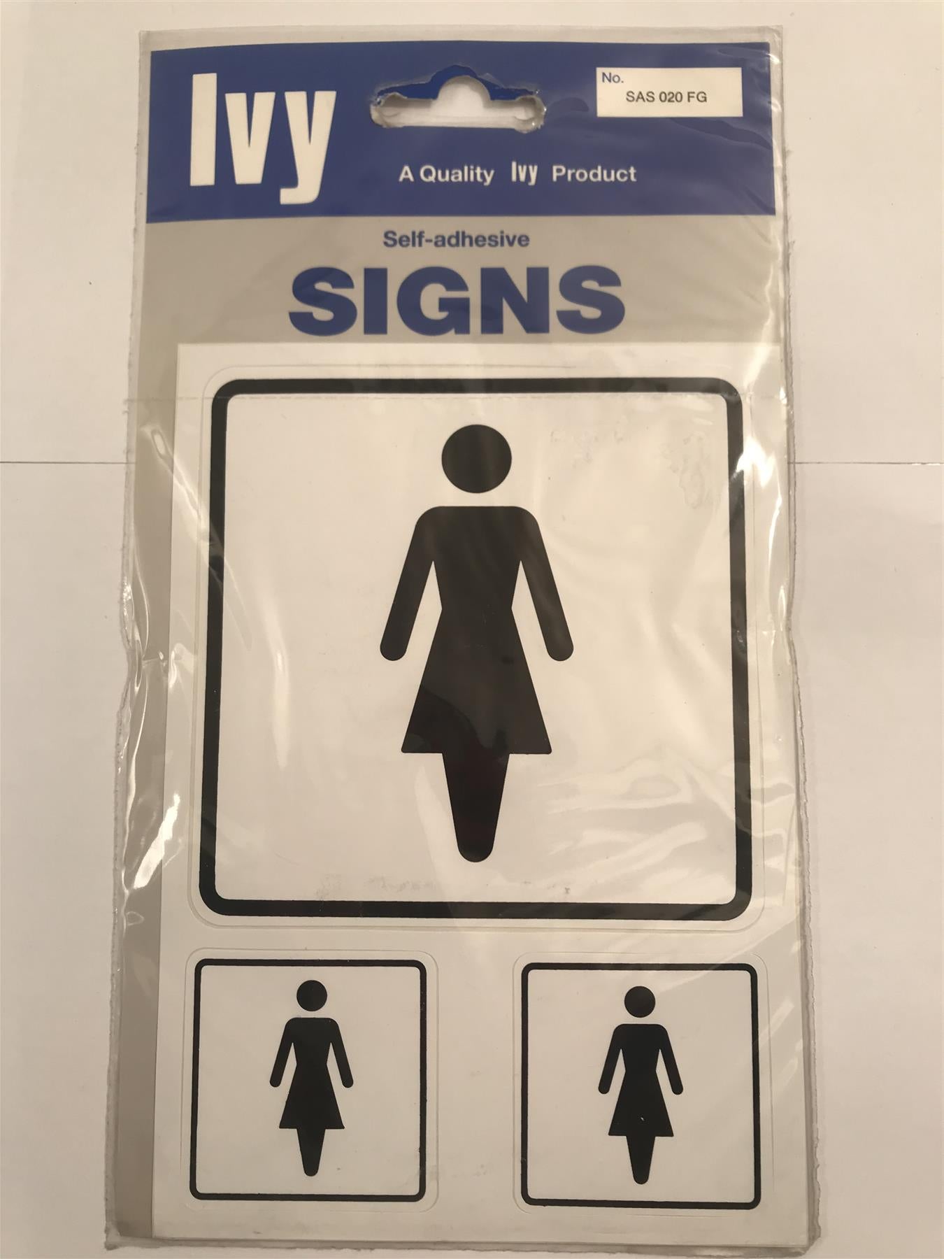 Ivy Ladies Self Adhesive WC Sign  (set of 3 Stickers)  SAS 020 FG
