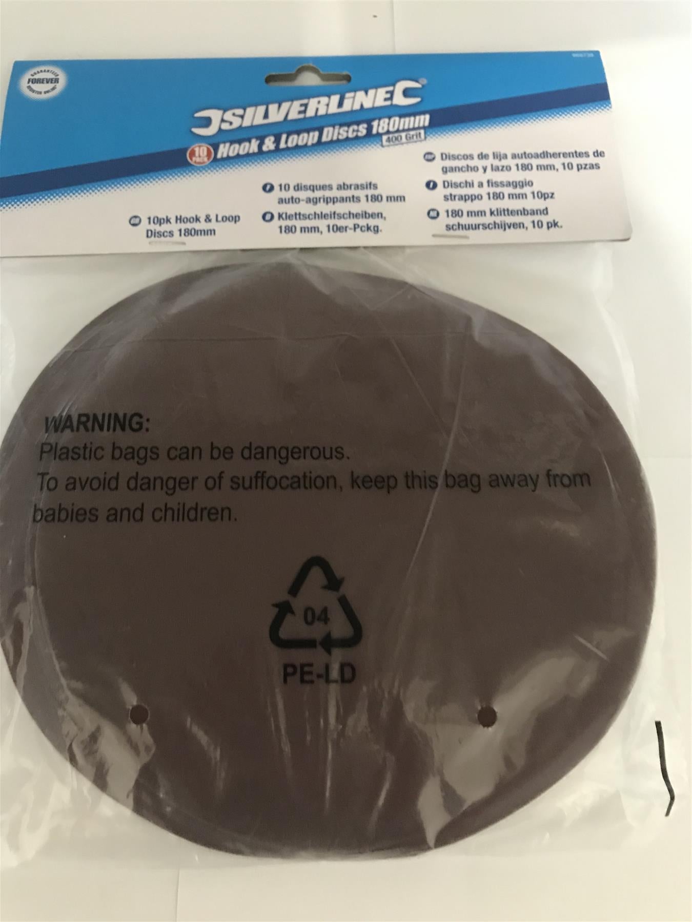 Silverline 868738 Hook and Loop Discs 400 Grit, 180 mm - Pack of 10