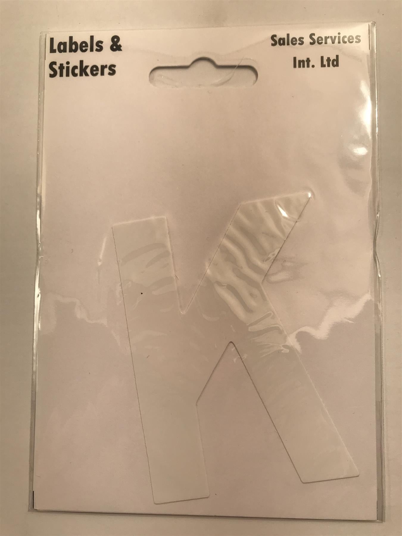 White Letter K Self  Adhesive Waterproof Sticker 8 x 6cm