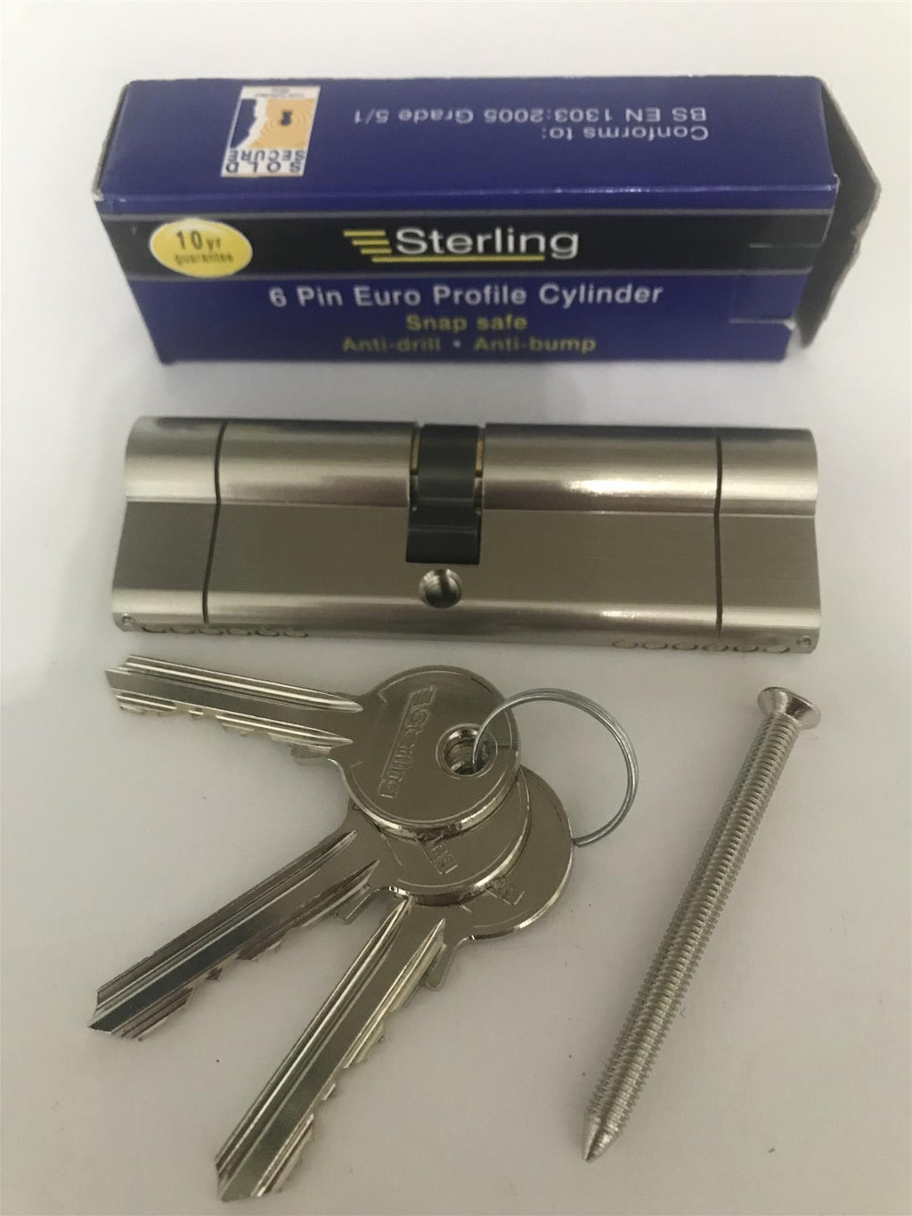 Sterling EPN4550H Euro Profile  6 Pin Cylinder 95mm (45x50), Satin Nickel