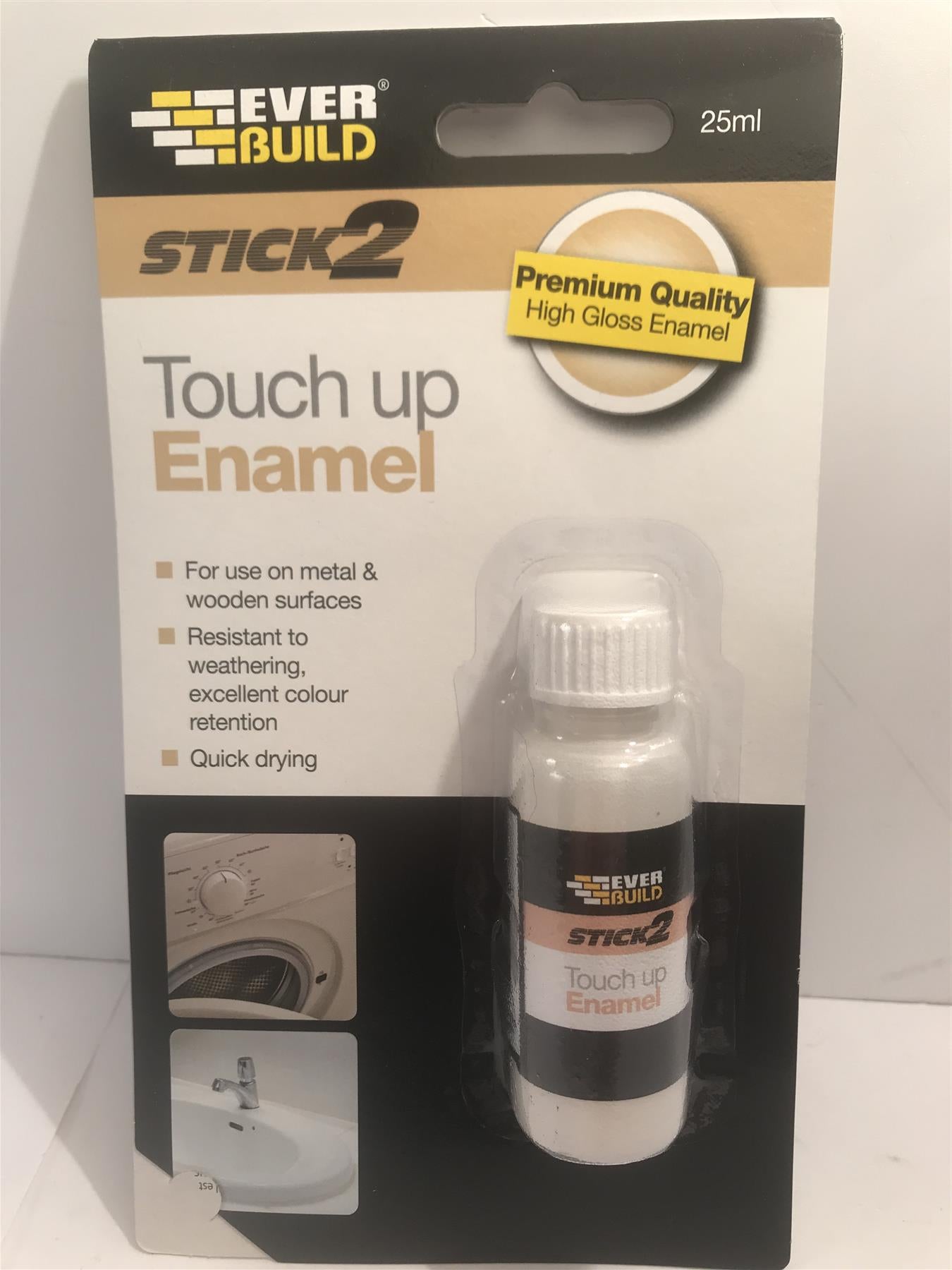 Everbuild Enamel Touch Up Paint Chip Repair Washing Machine Fridge Bath 25ml