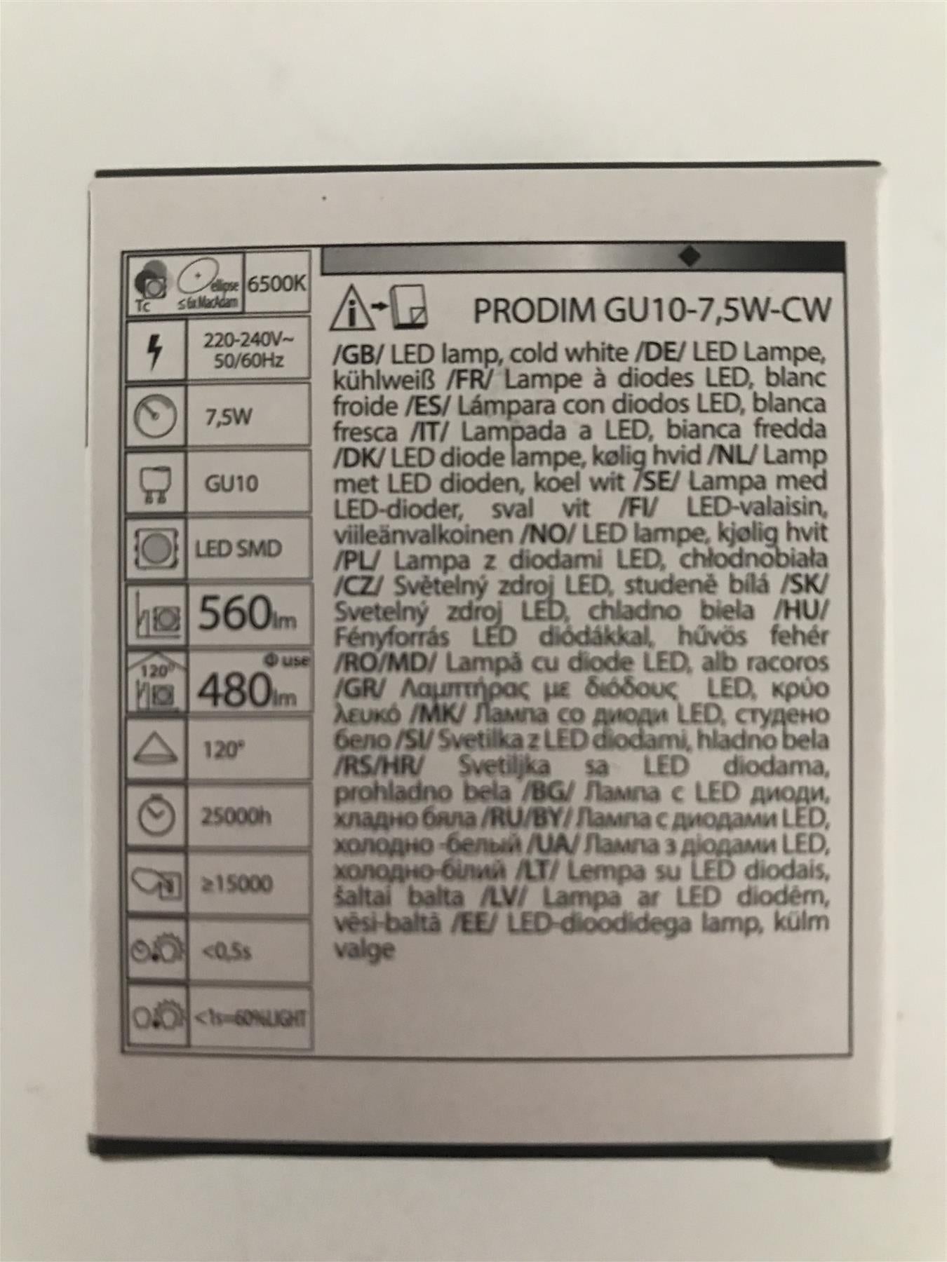 Kanlux PRODIM 7.5W GU10 6500k 560lm LED Bulb Cold White  24662