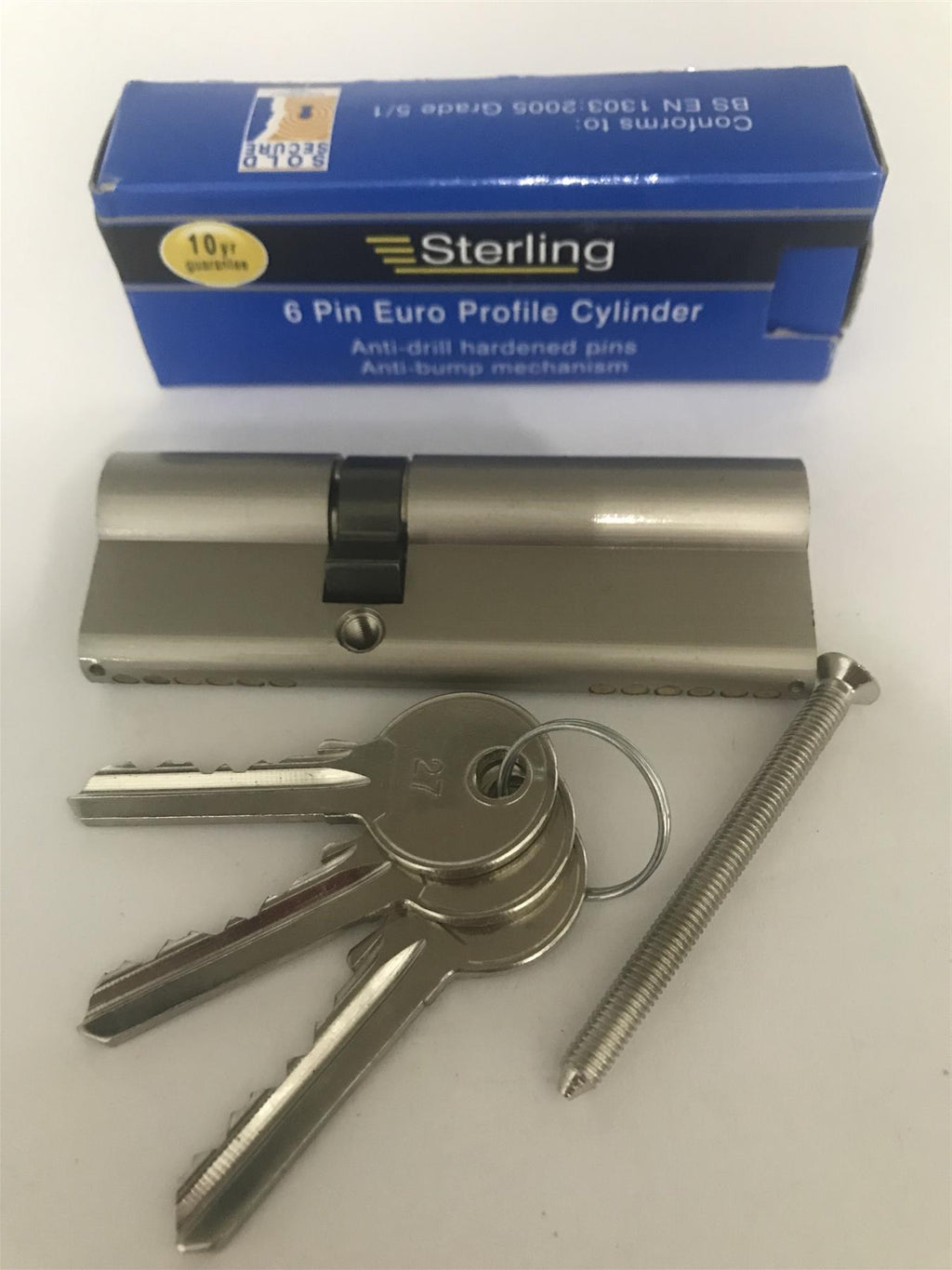 Sterling EPN3555H Double Euro 6 Pin Cylinder 90mm (35x55), Satin Nickel