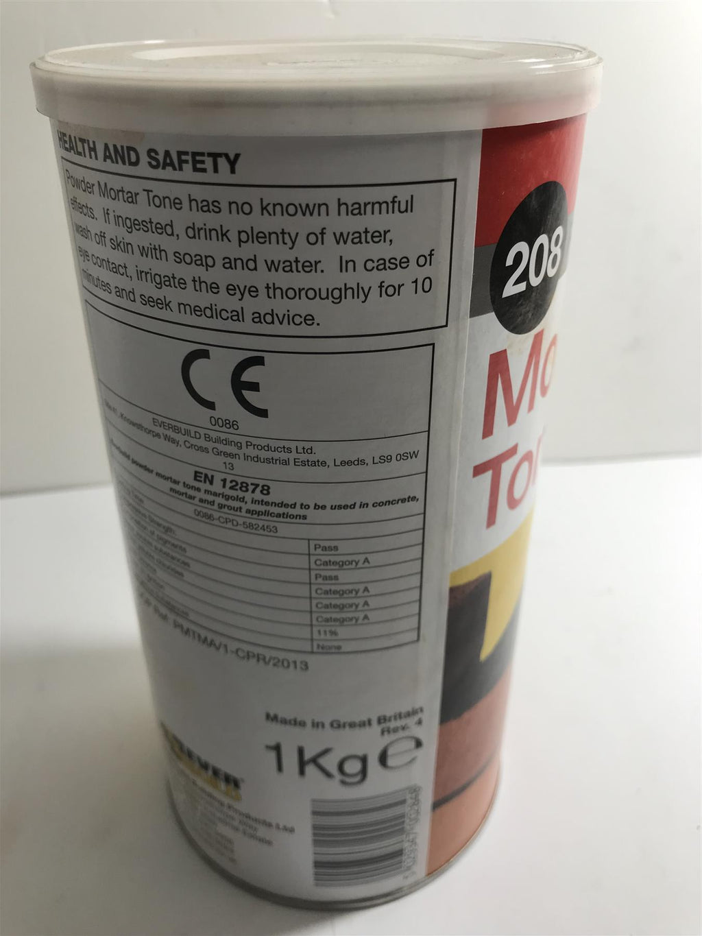 EVERBUILD 208 POWDER MORTAR TONE 1KG CEMENT DYE POWDER COLOUR MORTAR MARIGOLD