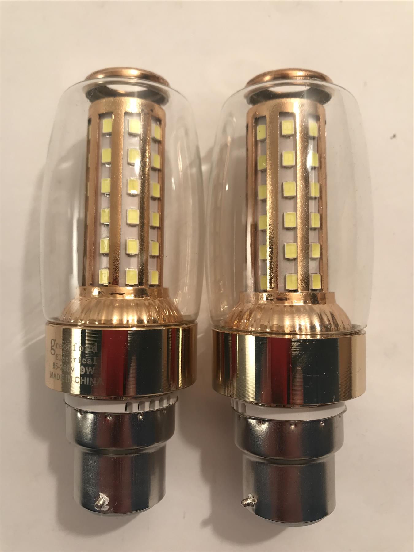 Marble Lamp Gold Partner B22 9W LED Lamp (No Flicker) Bayonet Cap (2 Pack)