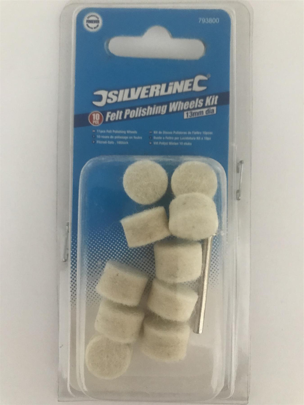 Silverline 10pc Felt Polishing Wheels Kit 13mm Dia.  793800