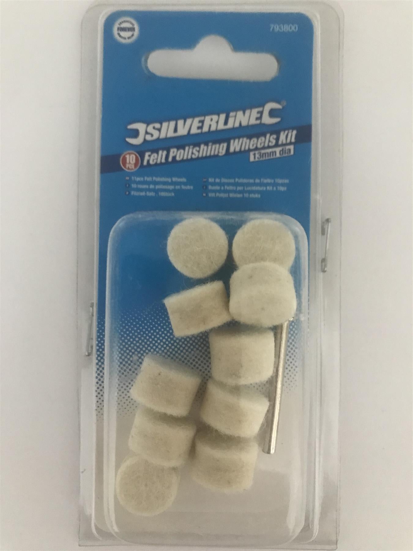 Silverline 10pc Felt Polishing Wheels Kit 13mm Dia.  793800