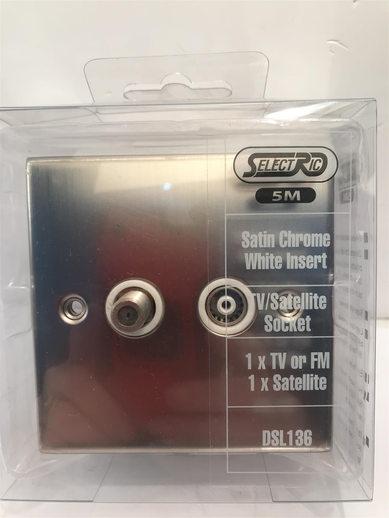 Satin Chrome White Insert 1TV/1Satellite Socket DSL136