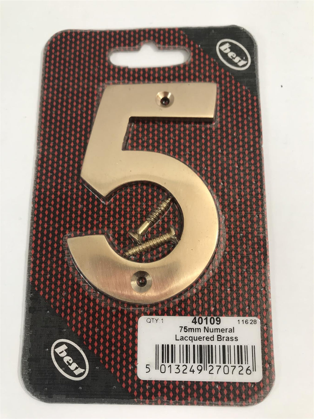 Best 75mm 3" Lacquered Brass No.5  with screws  -   40109