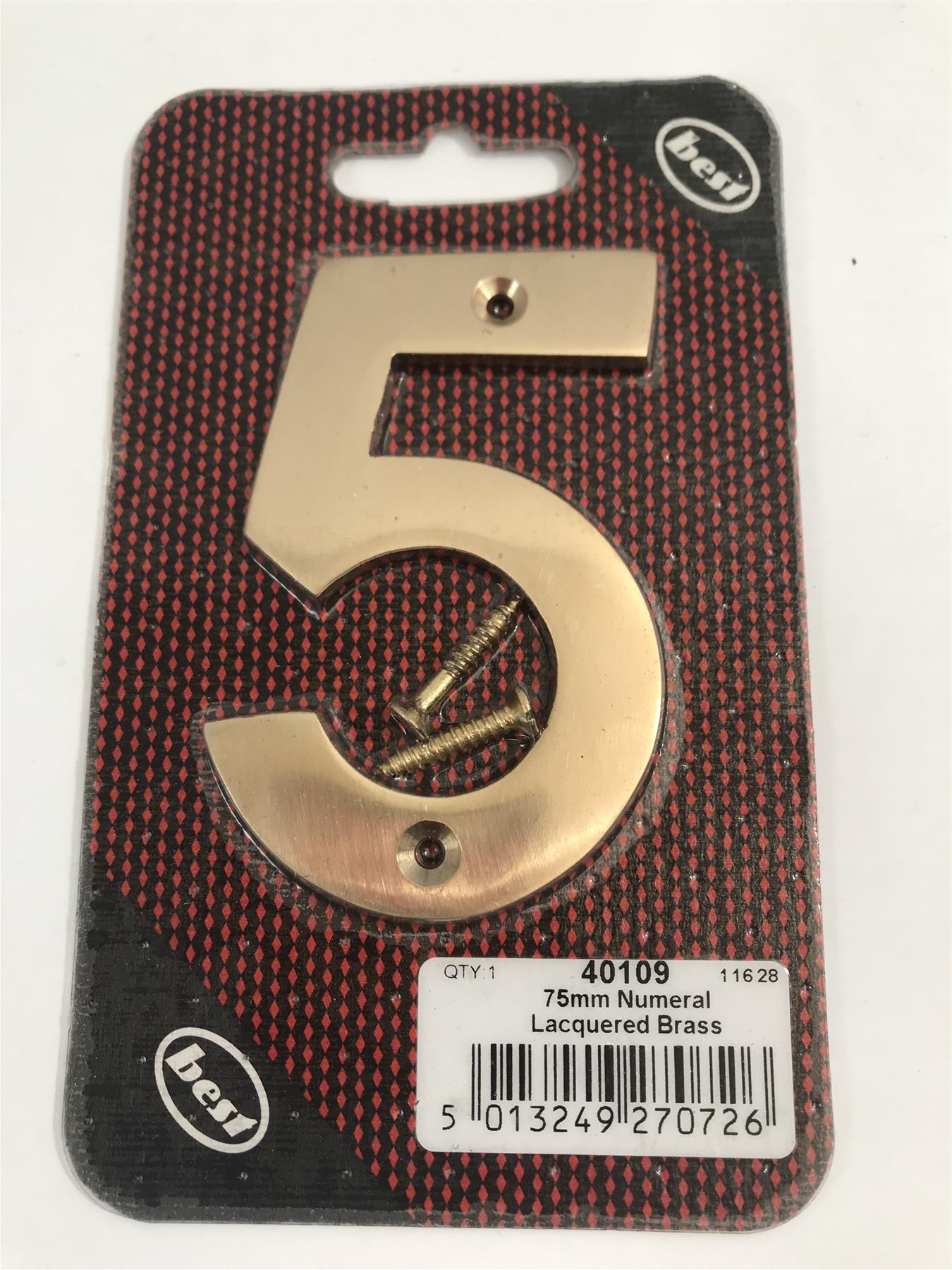 Best 75mm 3" Lacquered Brass No.5  with screws  -   40109