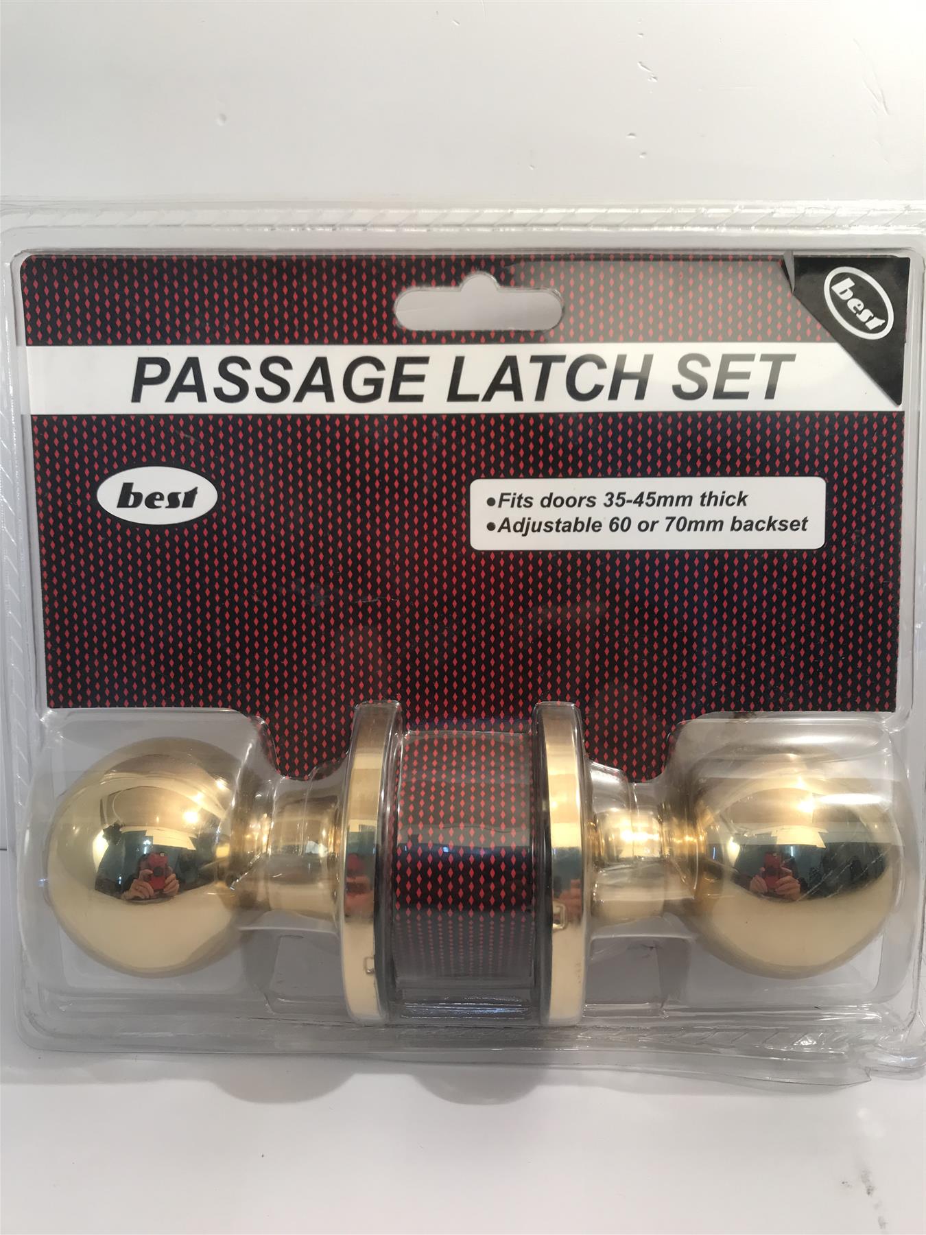 Passage Latch Door Knob Set Polished Brass 40863