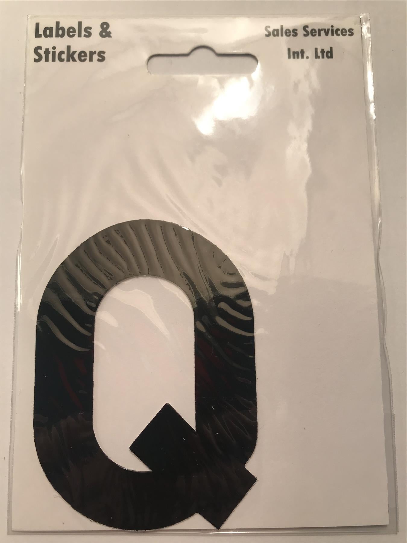 Black Letter Q Self Adhesive Waterproof Sticker 8 x 6cm