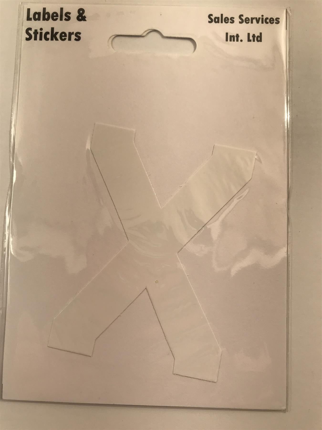White Letter X Self  Adhesive Waterproof Sticker 8 x 6cm