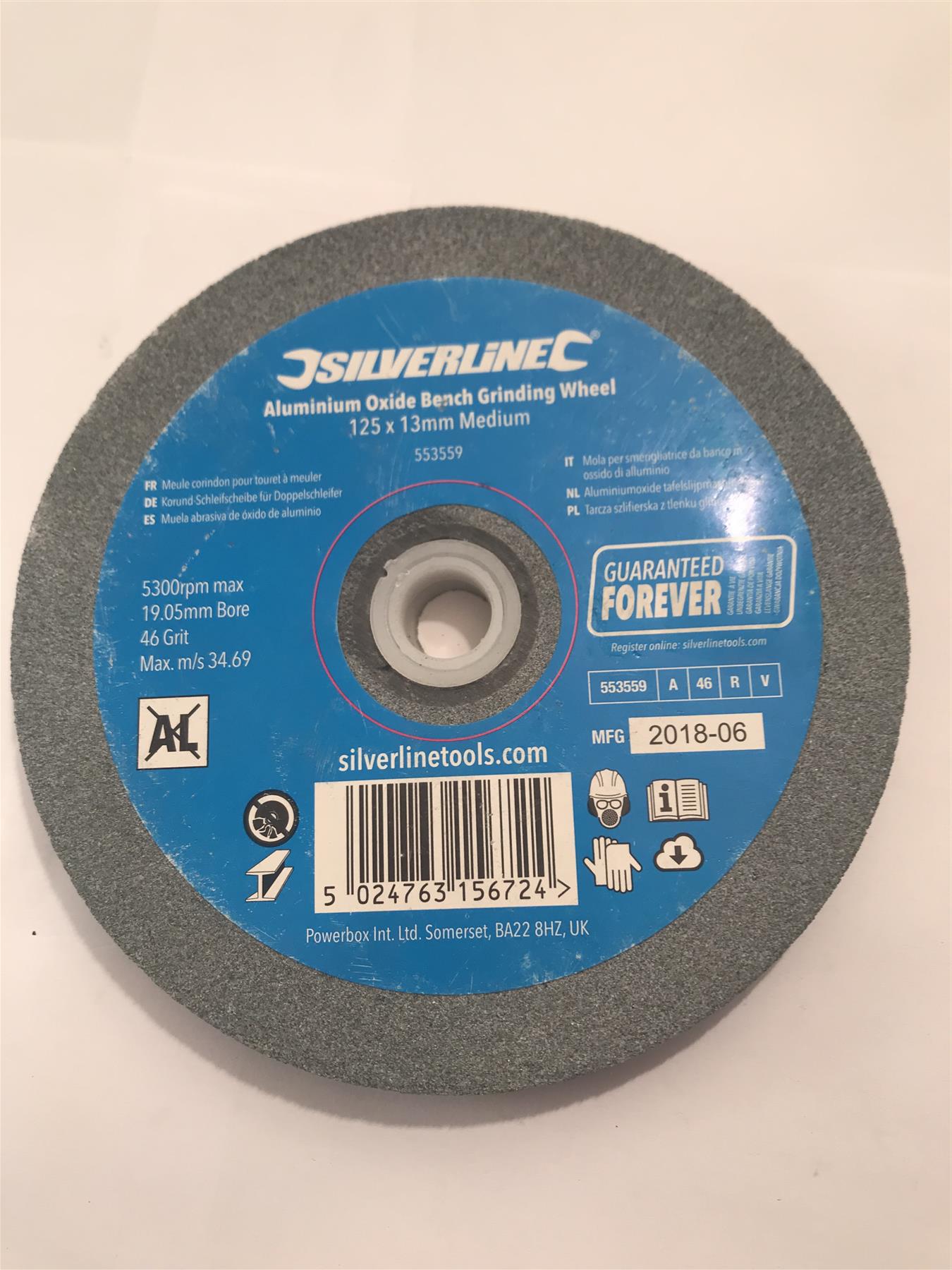 Silverline Aluminium Oxide Bench Grinding Wheel 125 x 13mm Medium 553559