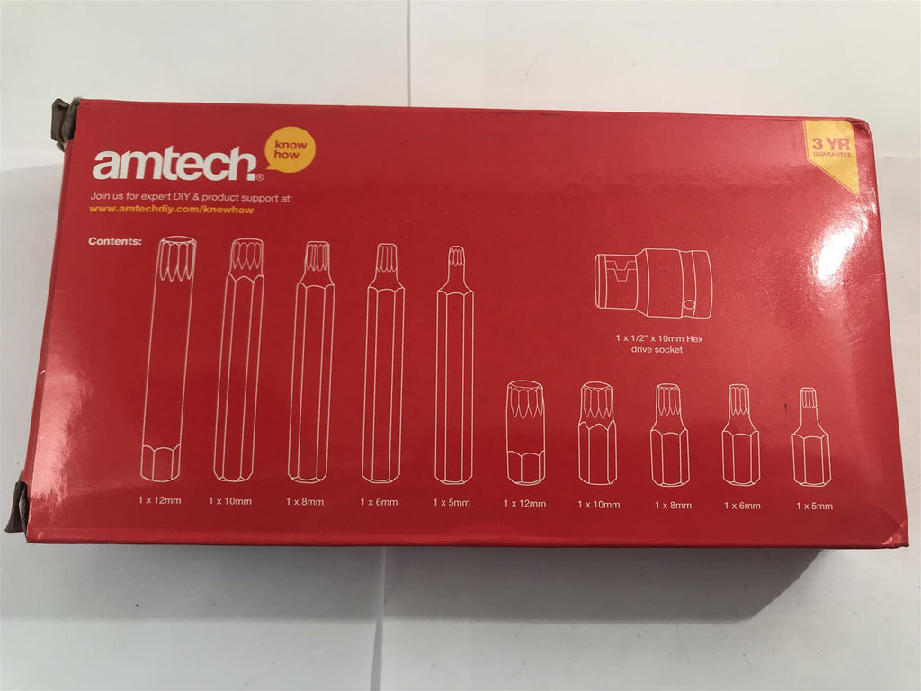Amtech 11pc Spline Bit & Socket Set  I8450