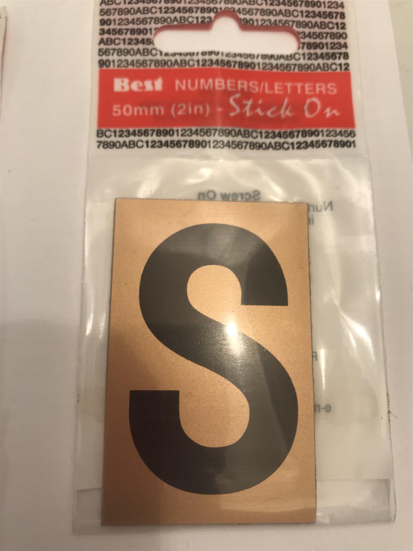 Best Gold/Black Letter S Self Adhesive 1" x 2"