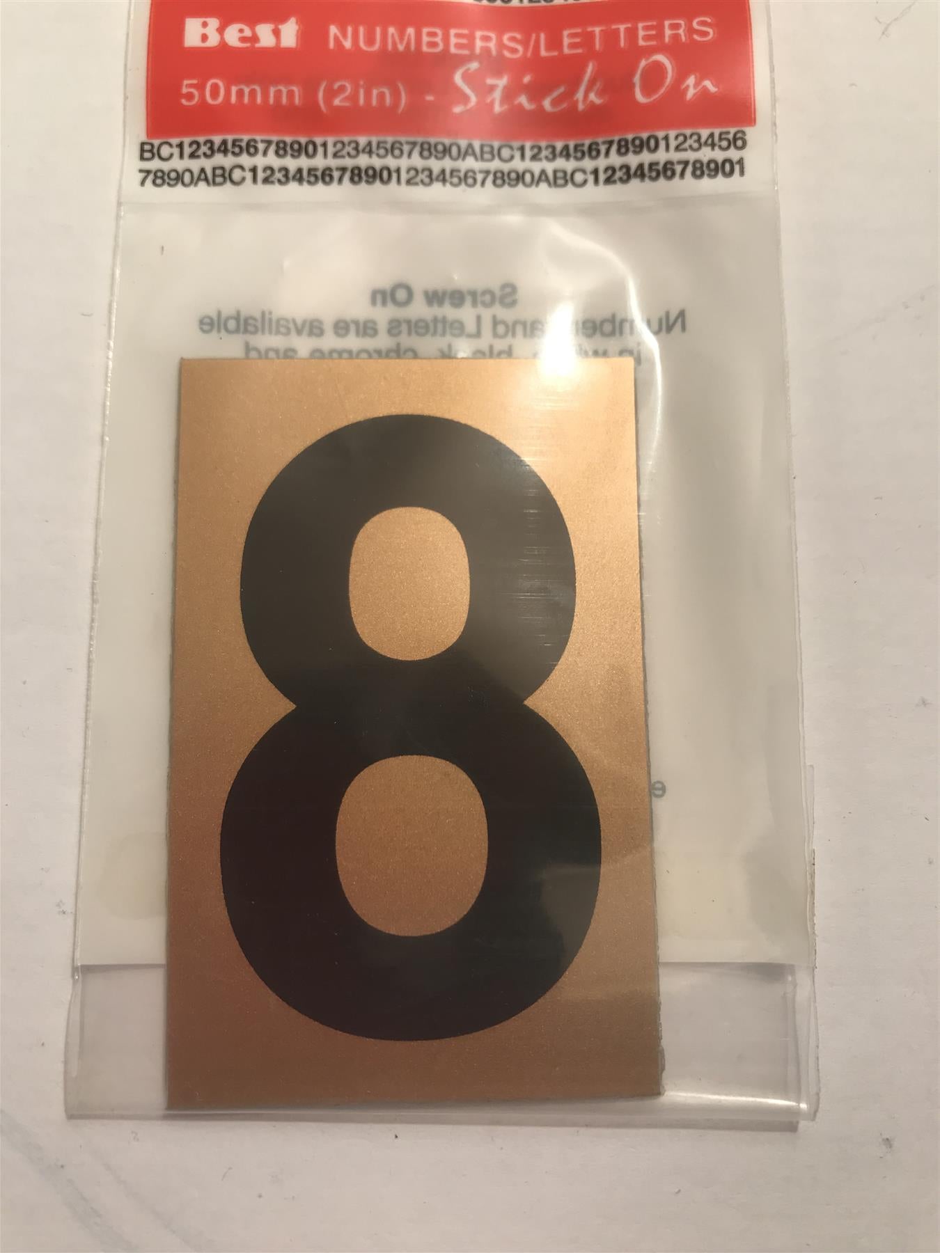 Gold/Black Number 8 Self Adhesive 1" x 2"
