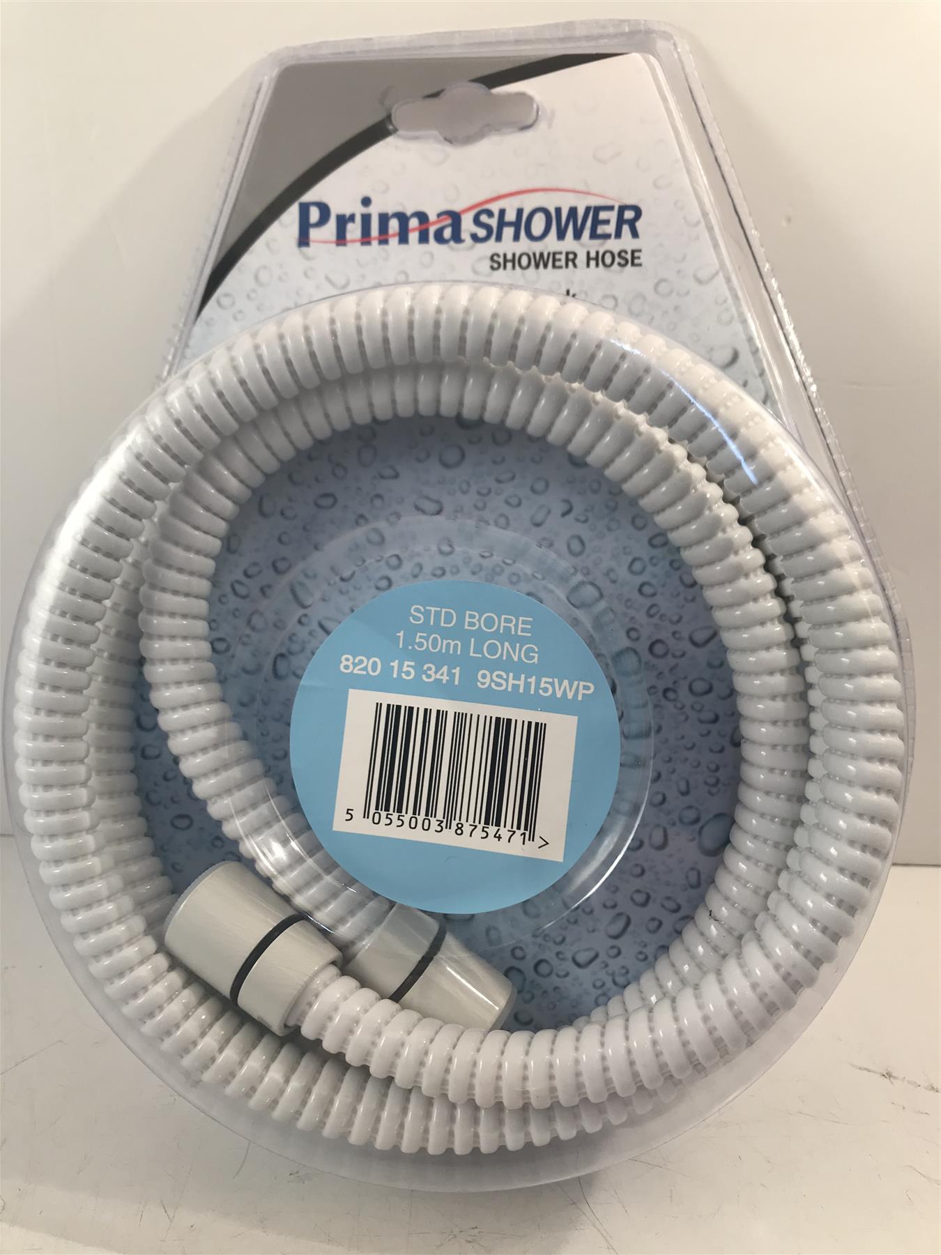 Prima White Shower Hose STD Bore 1.5m  820 15 341 9SH15WP