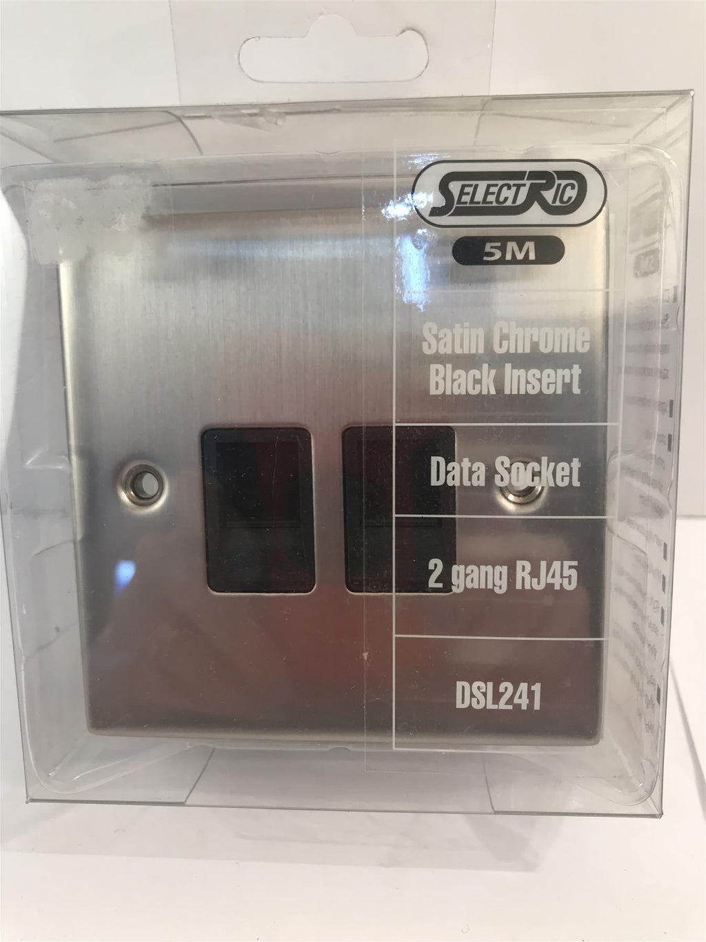 Slectric 5M Satin Chrome Data Socket 2 gang RJ45  DSL241