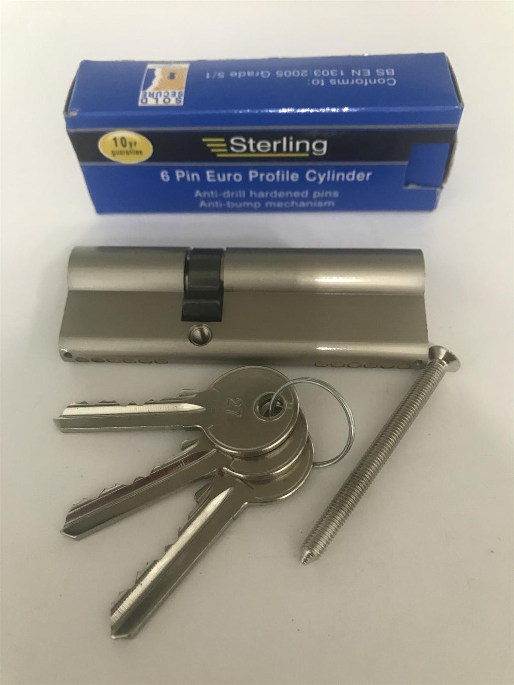 Sterling EPN3555H Double Euro 6 Pin Cylinder 90mm (35x55), Satin Nickel