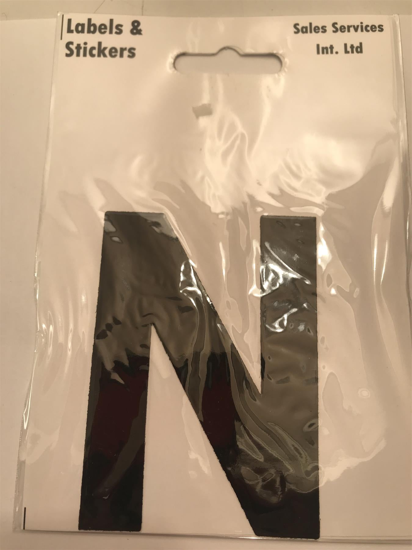Black Letter N Self Adhesive Waterproof Sticker 8 x 6cm