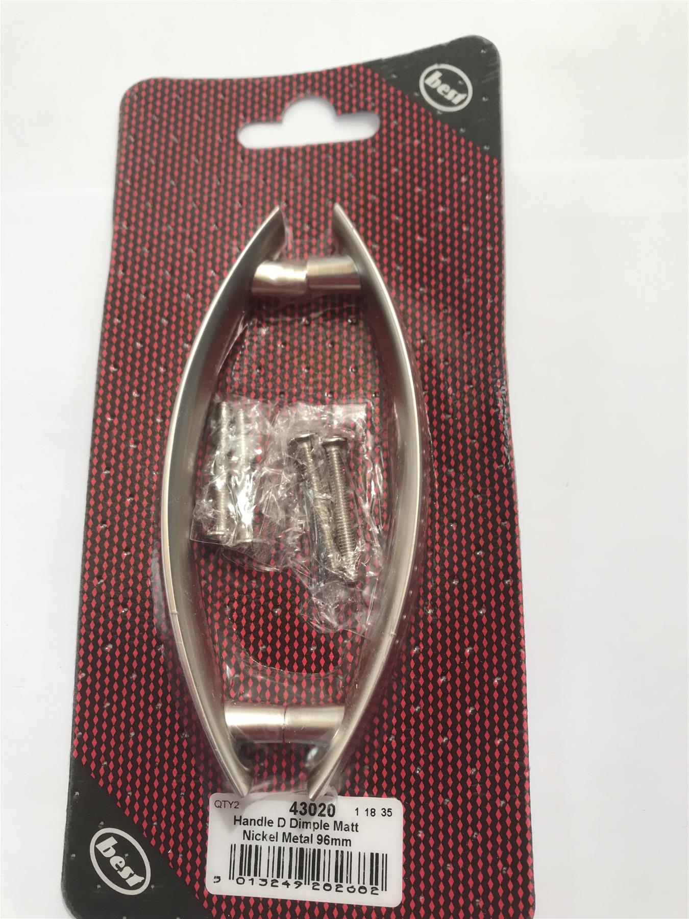 2 x Dimpled D Style Metal Handle Matt Nickel 96mm