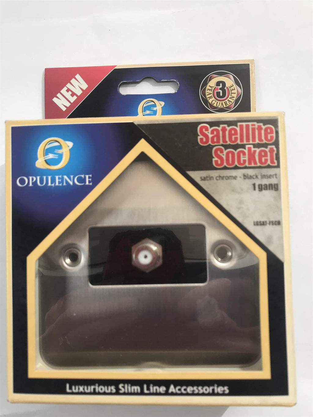 Opulence Satellite Socket 1 Gang Satin Chrome Black Insert  LGSAT-FSCB